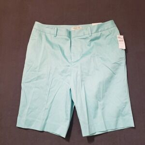 Coldwater Creek Sateen Walking Shorts Womens 12 Aqua Blue Natural Fit 4017784